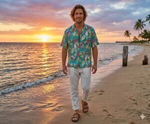 Tommy Bahama Shirt XXL Blue Linen Parrot Tropical Floral Original Fit Resortwear